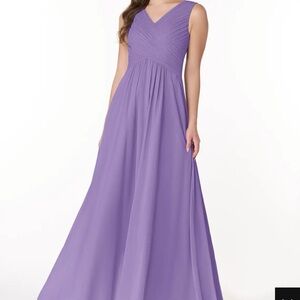Azazie Flora in Tahiti Size 16 Long Bridesmaid Dress Purple